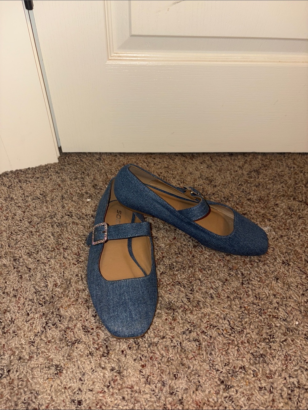 Soda Women’s' Denim Mary Jane Flats - Blue